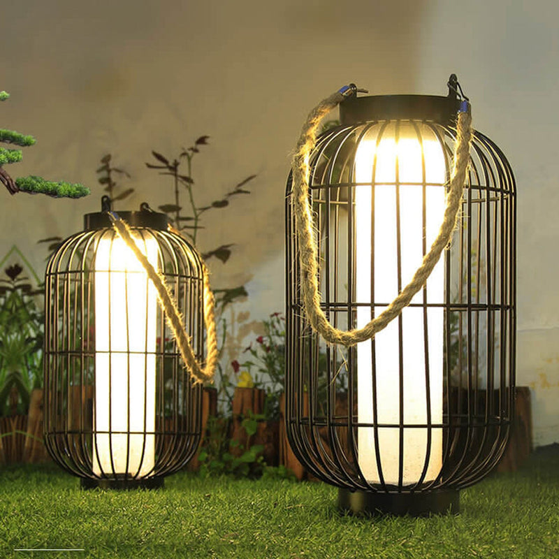 Solar-chinesisches gestreiftes Laternen-Design LED im Freien aufhängbares Garten-dekoratives Licht 