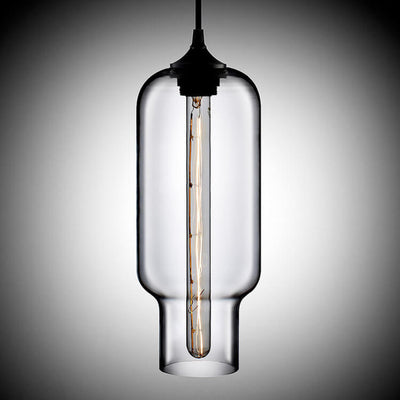 Nordic Simple Stained Glass Long Jar Design 1-Light Pendant Light