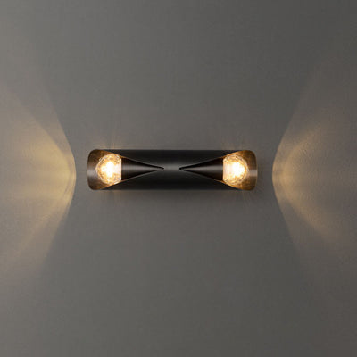 Applique murale longue et luxueuse à 2 lumières en cuivre, lumière moderne 