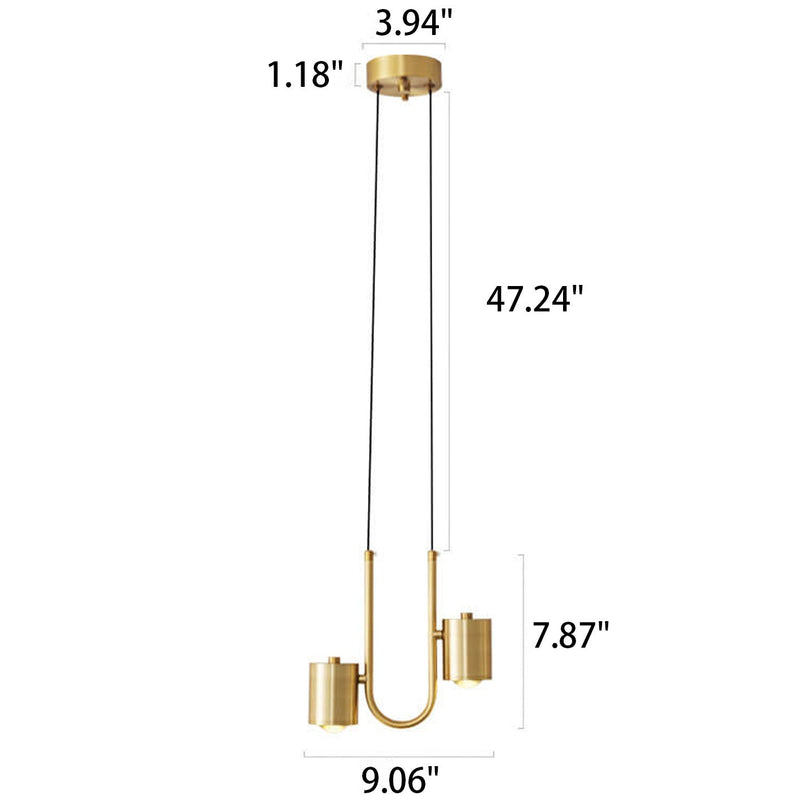 Modernes Licht Luxus Messing Zylinder Design LED Mini Pendelleuchte 