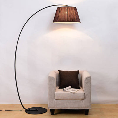 European Minimalist Solid Color Fishing Iron Fabric 1-Light Standing Floor Lamp