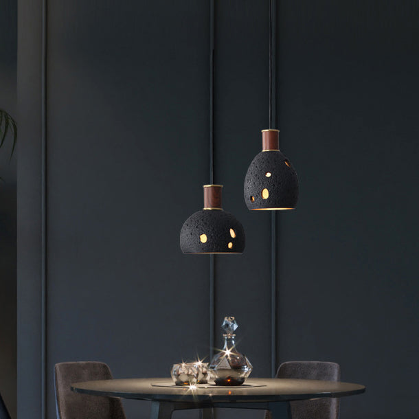Moderne nordische Pendelleuchte mit Wabenstein-, Kupfer- und Kuppeldesign, rund, 1-flammig, für das Wohnzimmer 