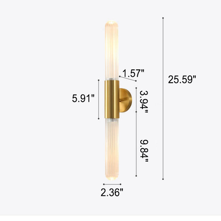 Moderne Leichte Luxus Lange Gold Klare Kupfer Glas 1-Licht Wandleuchte Lampe 