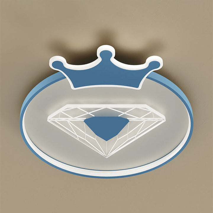 Childlike Cartoon Crown Diamond Design LED Flush Mount Light