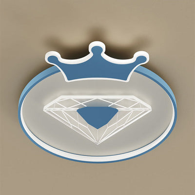 Childlike Cartoon Crown Diamond Design LED Flush Mount Light