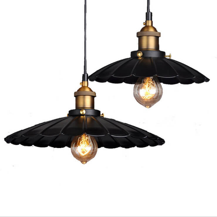 Vintage Industrial Iron Scalloped Shade 1-Light Pendant Light