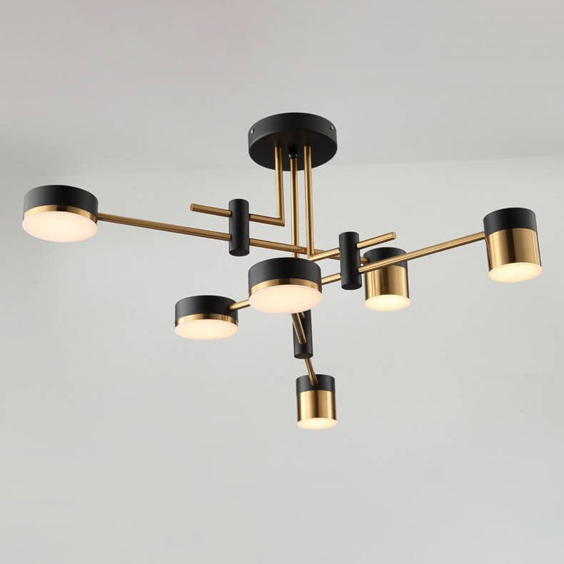 Modern Minimalist Black Gold Balanced 4-8 Light Semi-Flush Mount Light