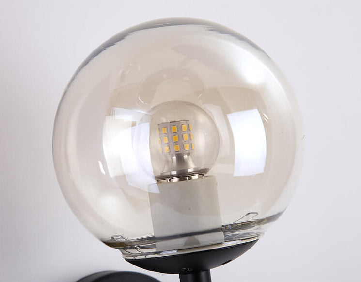 Modern Minimalist Glass Round Ball Shade Long Pole 1-Light Wall Sconce Lamp
