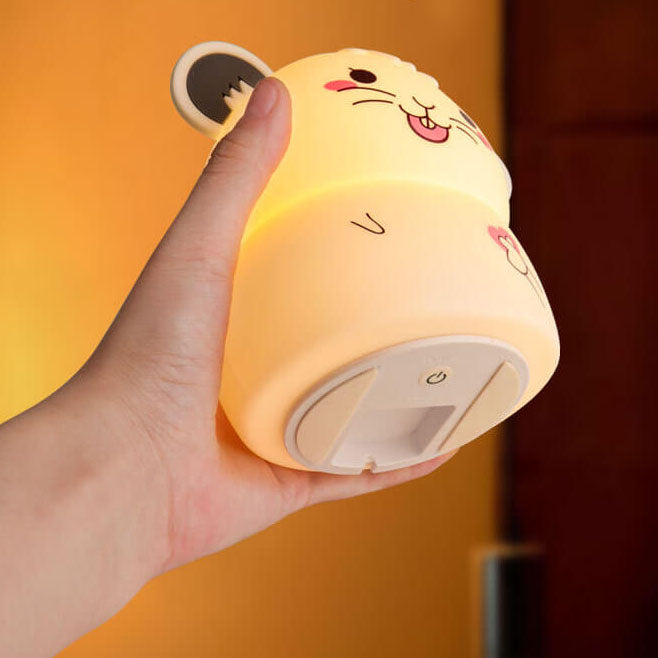 Lámpara de Mesa Luz Nocturna LED USB de Silicona con Ratón Lindo de Dibujos Animados 