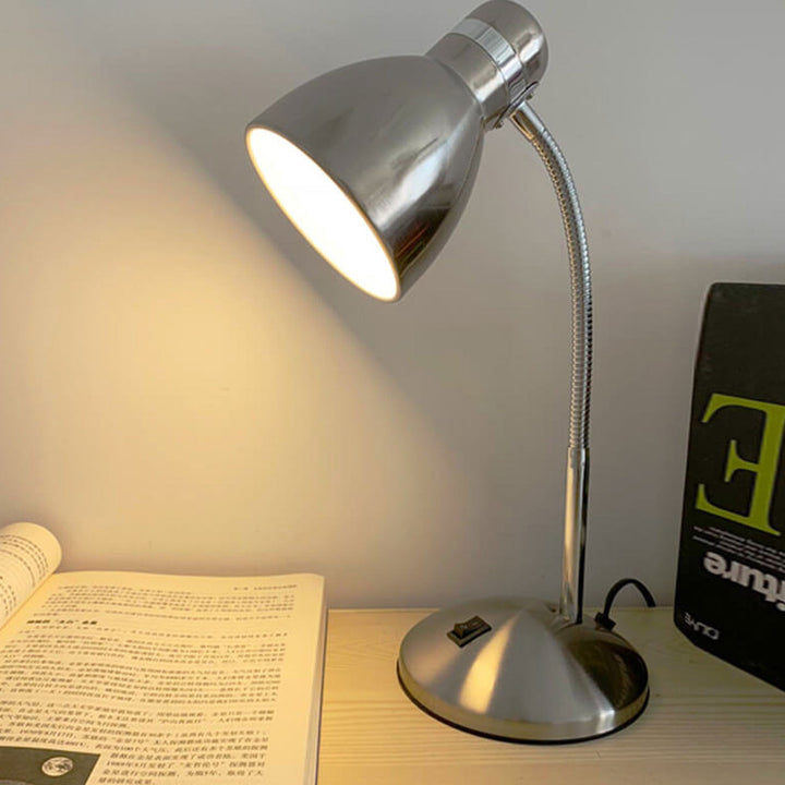 Lampe de Table Vintage Industrielle en Métal Chromé Vieilli à 1 Lumière 