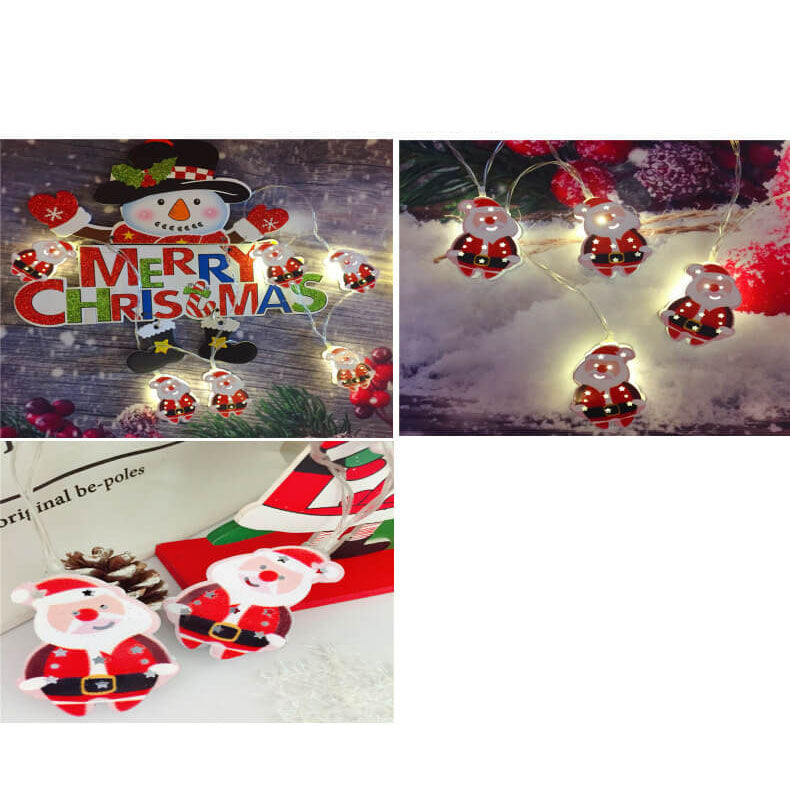 Guirlande lumineuse décorative de Noël Peinte cloches élan Boîte à piles LED Guirlande lumineuse 