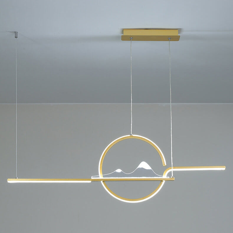 Moderne chinesische minimalistische lange runde Landschaftsinsel Licht LED Kronleuchter 
