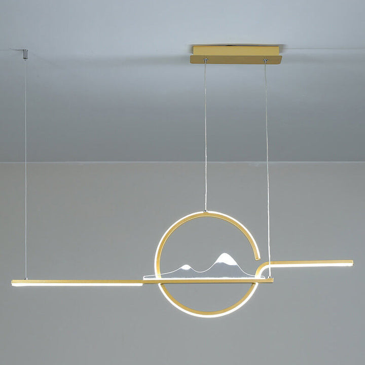 Moderne chinesische minimalistische lange runde Landschaftsinsel Licht LED Kronleuchter 