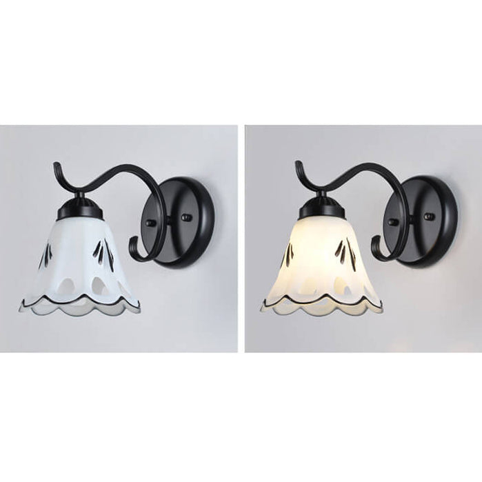 Contemporary Retro Rustic Iron Glass 1-Light Wall Sconce Lamp