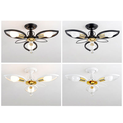 Nordic Light Luxury Wrought Iron Crystal 6/8-Light Flush Mount Ceiling Light