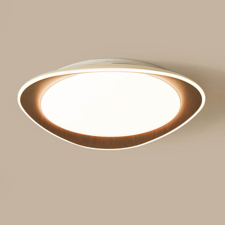 Modern Minimalist Wood Grain Pebble LED Flush Mount Ceiling Light