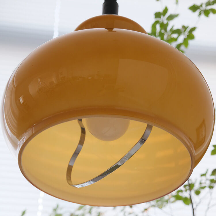 Contemporary Nordic Glass Iron Round Gourd 1-Light Pendant Light for Living Room