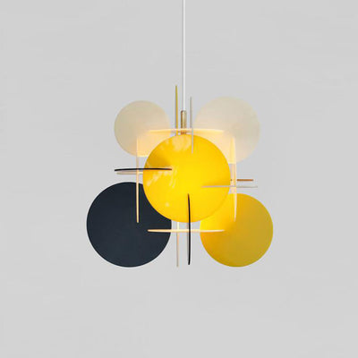 Contemporary Scandinavian Macaron Acrylic Round Sheet Splicing 1-Light Pendant Light For Dining Room