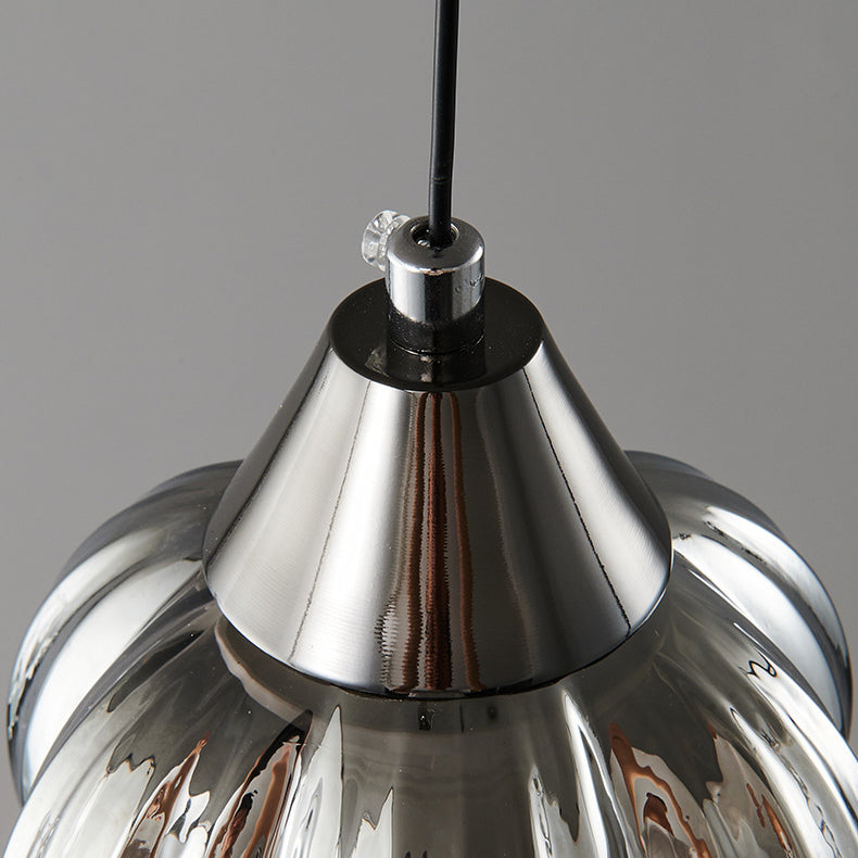 Italian Minimalist Glass Round Metal 1/2 Light Chandelier