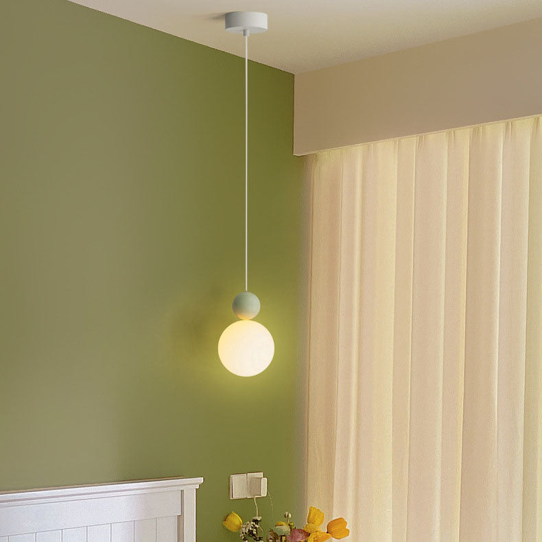 Zeitgenössische nordische PE-Globus-Ball-Eisen-1-Licht-Pendelleuchte für das Schlafzimmer 