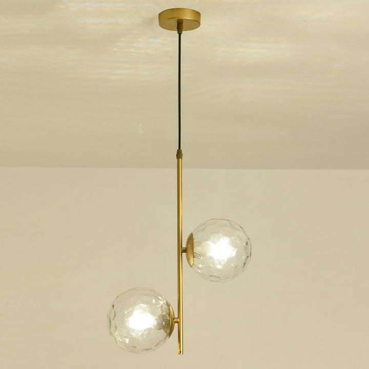 Moderner minimalistischer 2-flammiger Kronleuchter mit rundem Glaskugel- und Astdesign aus Eisen für das Wohnzimmer 