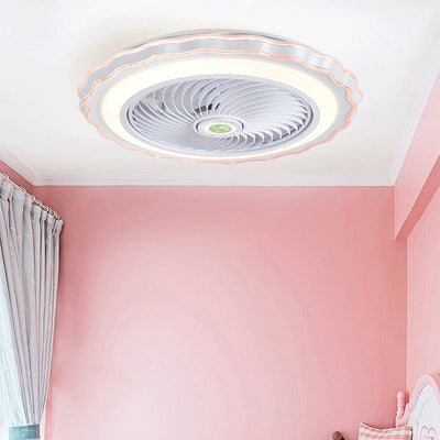 Modern Creative Round Flower LED Flush Mount Ceiling Fan Light