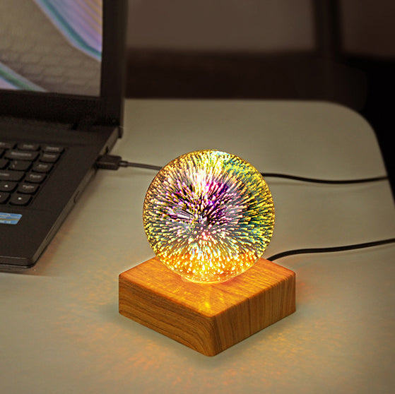 Colorful Glass Ball USB Plug-in 1-Light LED Decorative Table Lamp