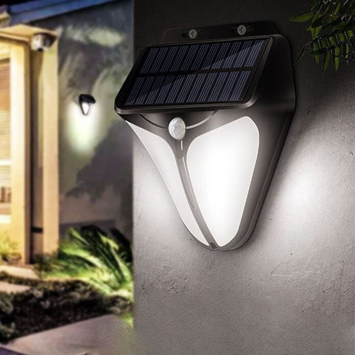 Lámpara de Aplique de Pared LED para Patio con Sensor de Cuerpo Impermeable para Exteriores Inteligente Solar en Forma de Triángulo 