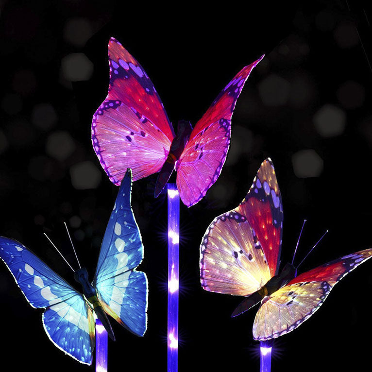Simulation de décoration extérieure Papillon en fibre optique LED pour pelouse Insérer Lumière de paysage 