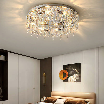 Modern Luxury Crystal Round Butterfly Pendant 6/8/12 Light Flush Mount Ceiling Light