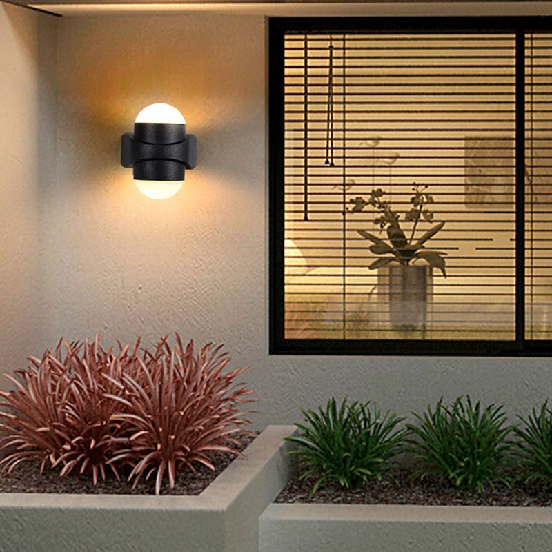 Modern Creative Cylinder Ball LED Outdoor Waterproof Patio Wall Sconce Lamp