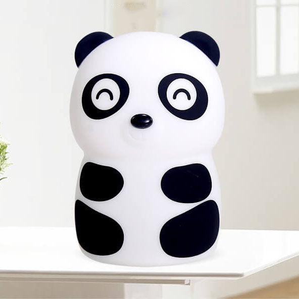 Lámpara de mesa de luz nocturna LED de silicona creativa con forma de panda de dibujos animados 