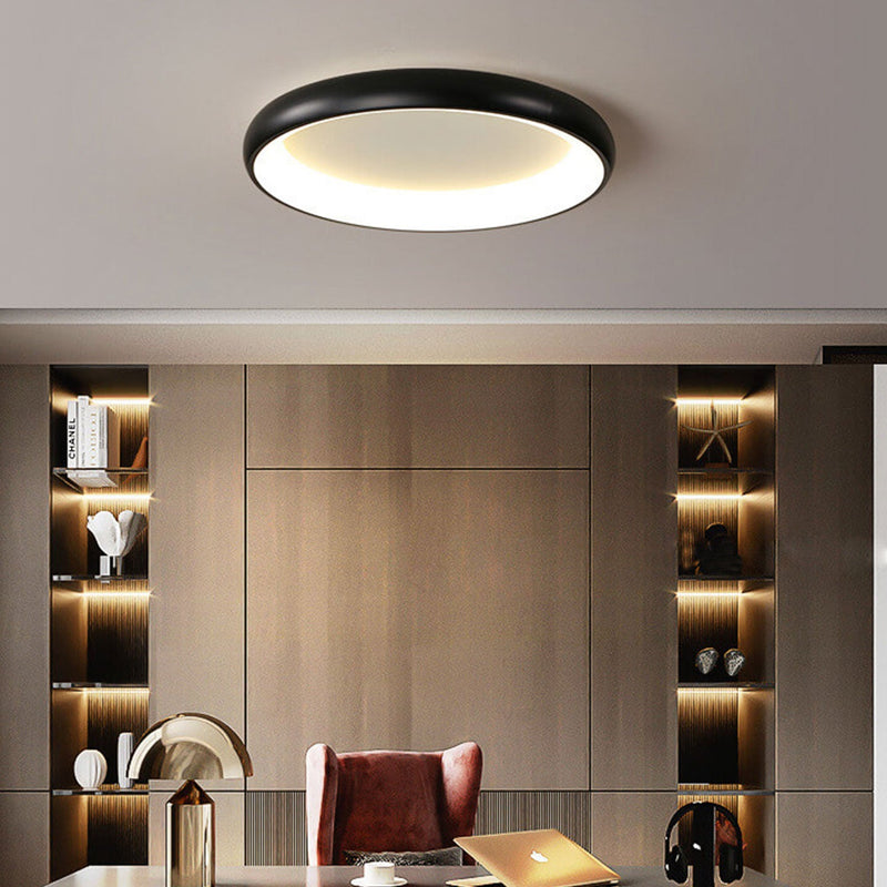 Modern Minimalist Round Aluminum Acrylic LED Flush Mount Ceiling Light