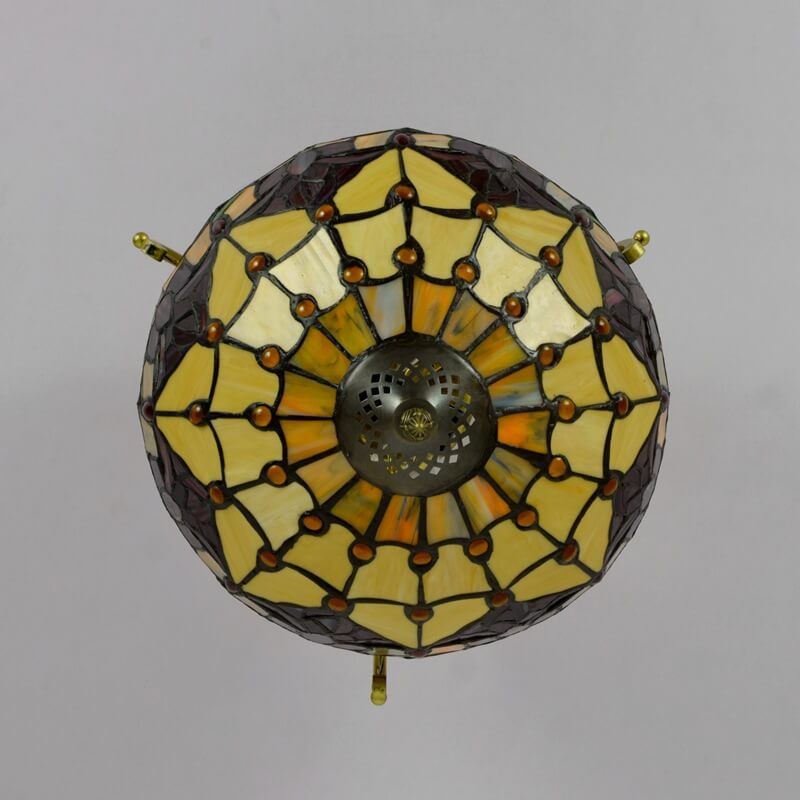 European Tiffany Red Tulip Stained Glass 2-Light Semi-Flush Mount Ceiling Light