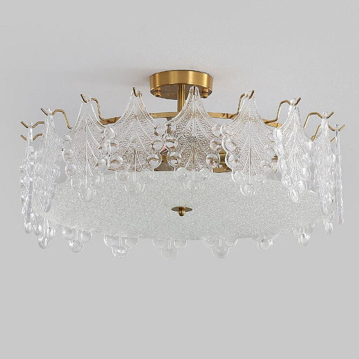 Lámpara de Techo Semi-empotrada Redonda de Cristal de Lujo Francés con 5/6/8 Luces 