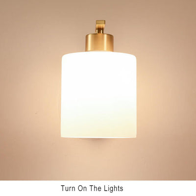 Modern Glass 1-Light Cylindrical Sconce Lamp