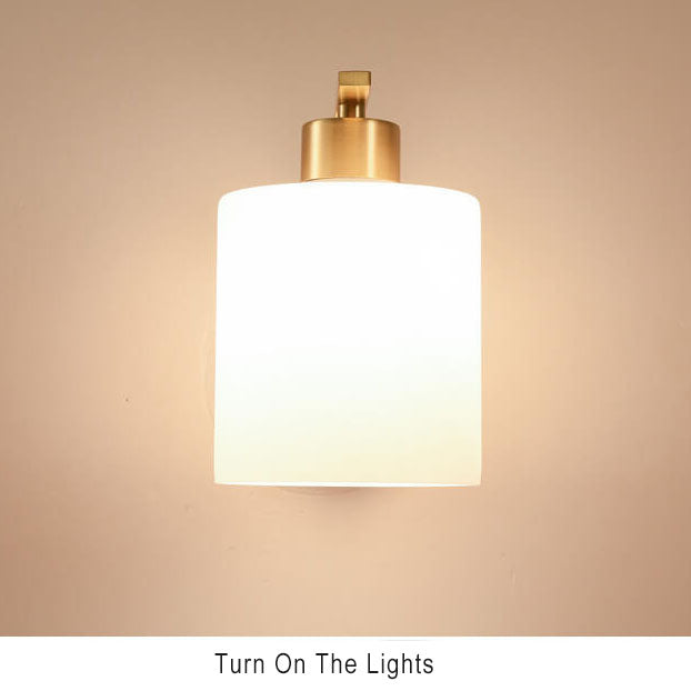 Modern Glass 1-Light Cylindrical Sconce Lamp