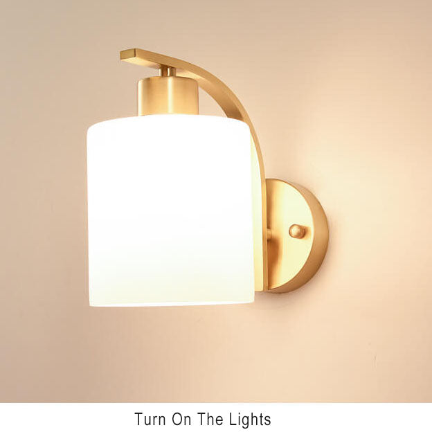 Modern Glass 1-Light Cylindrical Sconce Lamp