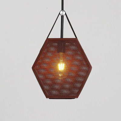 Industrial Vintage Hexagonal Iron Mesh 1-Light Pendant Light