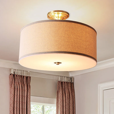 Éclairage semi-encastré tambour à 1 lumière en tissu 