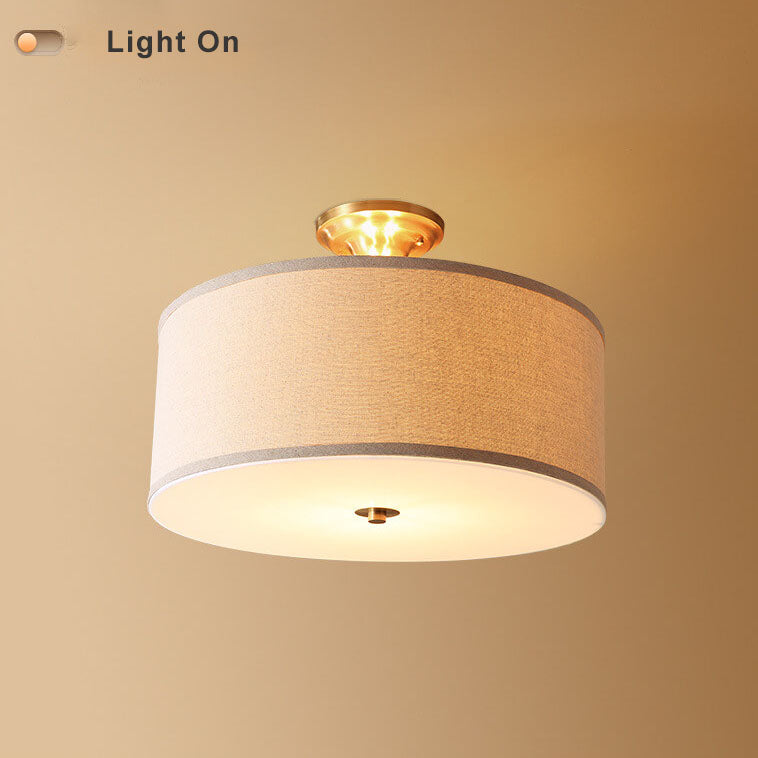 Éclairage semi-encastré tambour à 1 lumière en tissu 