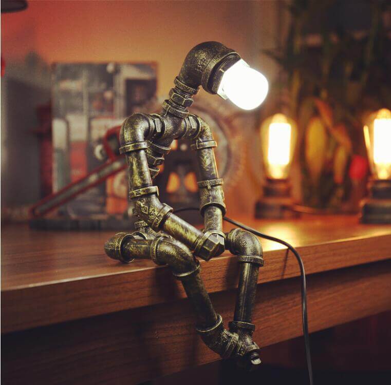 Lampes de table robot industrielles rétro à 1 lumière
