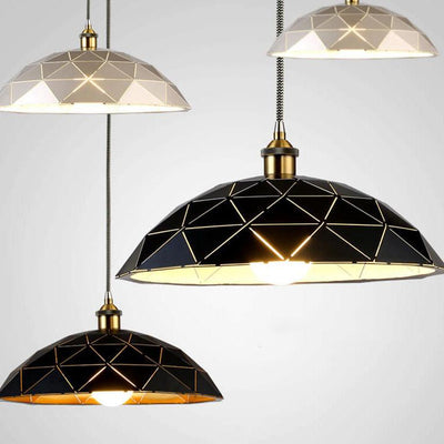 Industrial Skeleton Dome Wrought Iron 1-Light Pendant Light