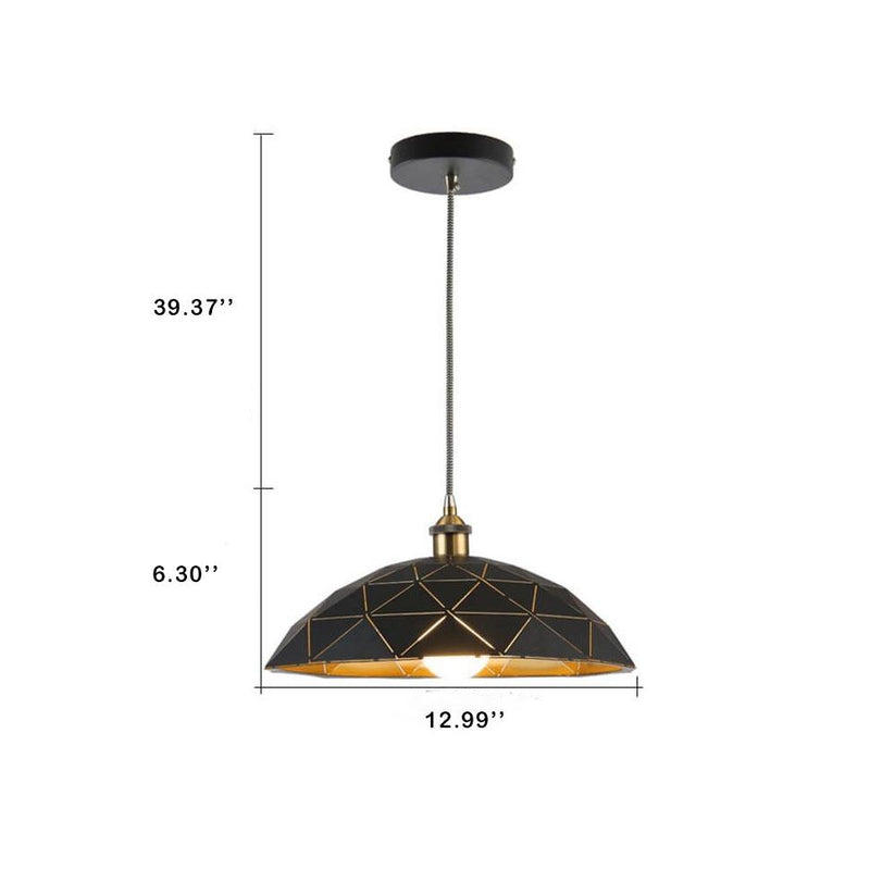 Industrial Skeleton Dome Wrought Iron 1-Light Pendant Light