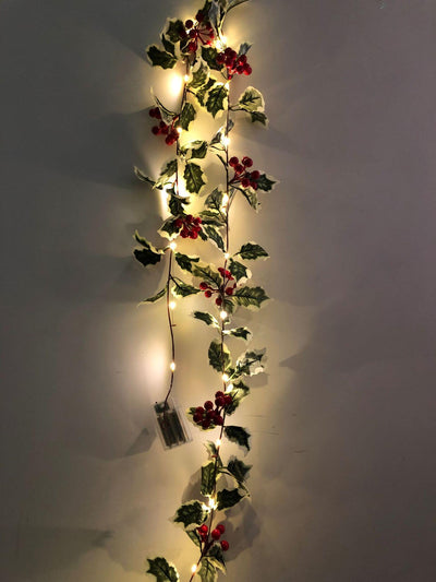 Lumières de guirlande décoratives pour Noël, fruits rouges, rotin, fenêtre de fête, patio, décoration de Thanksgiving 