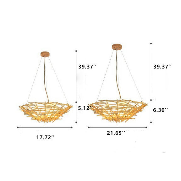 Rattan-Weben Vogelnest-förmiger 3-Licht-Kronleuchter 
