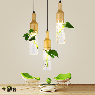 Nordic Creative Glass Bottle Hydroponic Plants 1-Light Pendant Light