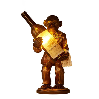 Retro Creative Monkey Resin Wine Bottle 1-Light Decoration Table Lamp