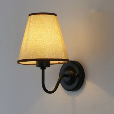 Modern Fabric Bell Shade Bend Arm 1-Light Wall Sconce Lamp