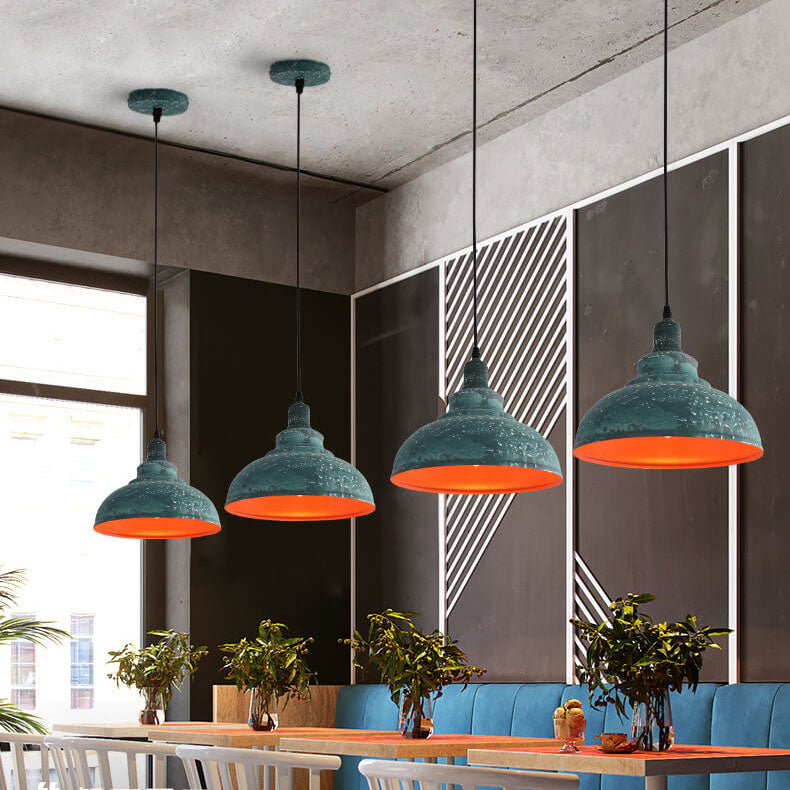 Lámpara Colgante de Cúpula de 1 Luz Vintage Industrial Óxido 
